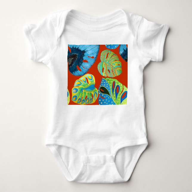 Body Para Bebê Chic Tropical: Padrão De Folha Sem Perfeição. (Frente)