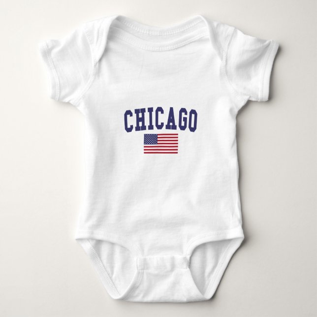 Body Para Bebê Chicago EUA Flag (Frente)