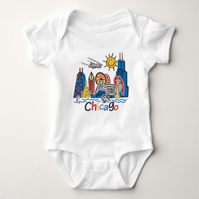Body Para Bebê Chicago Kids Skyline (Frente)