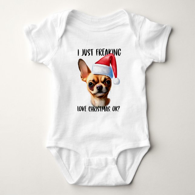 Body Para Bebê Chihuahua, Eu Só Estraguei O Natal Ok Xmas (Frente)
