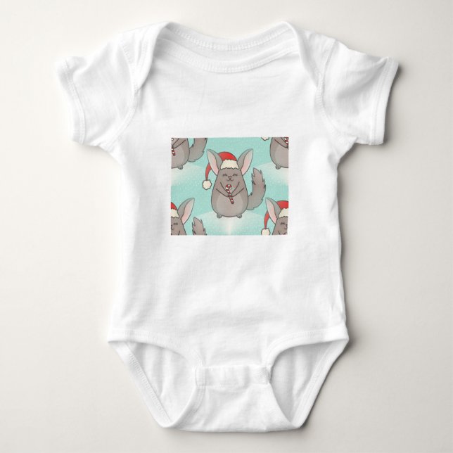 Body Para Bebê chinchillas de natal (Frente)