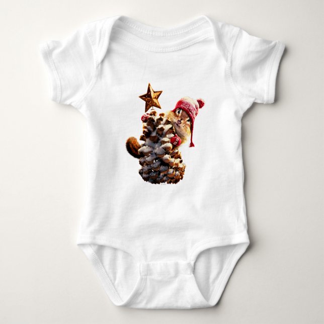 Body Para Bebê Chipmunk Com Pine Cone Tree (Frente)
