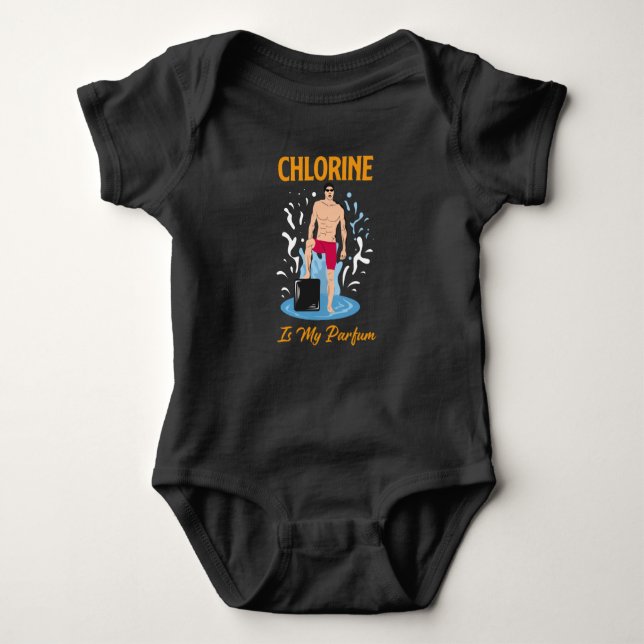 Body Para Bebê Chlorine Is My Partum - Swimmer Design (Frente)