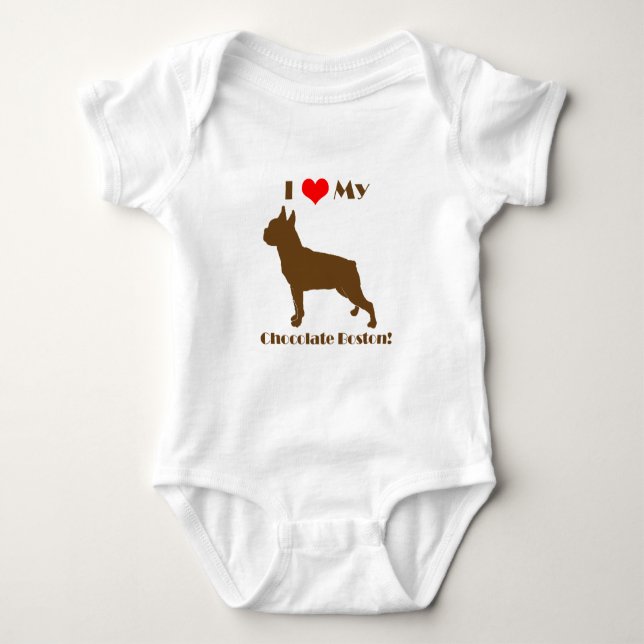 Body Para Bebê Chocolate Boston Terrier - Creeper infantil (Frente)
