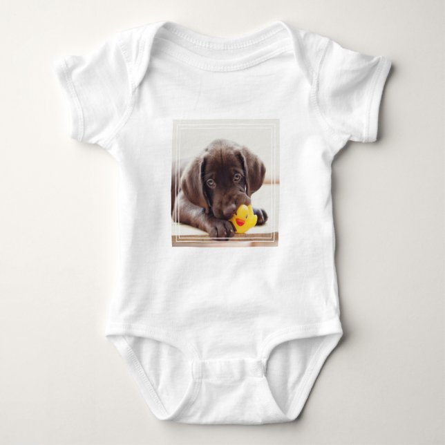 Body Para Bebê Chocolate Labrador Com Pato De Brinquedo (Frente)