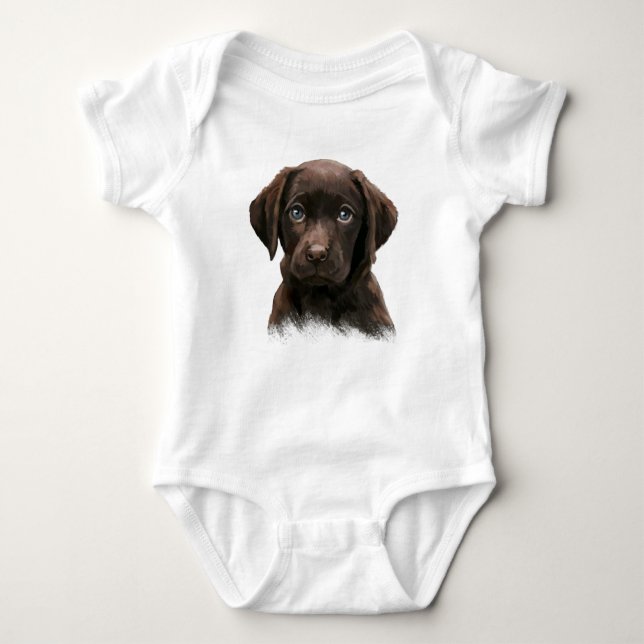 Body Para Bebê Chocolate Labrador Puppy (Frente)