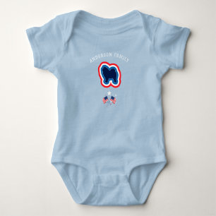 Body Para Bebê Chow Chow Patriótico Vermelho Branco Azul 4 de Jul