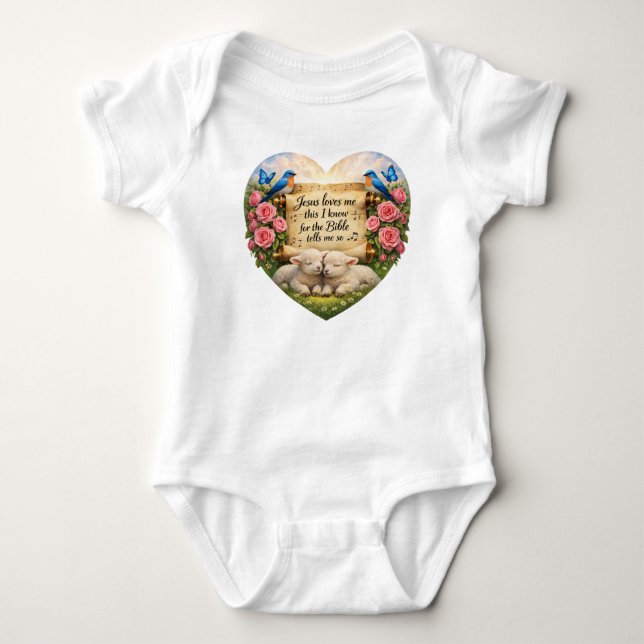 Body Para Bebê Christian Baby Girl Jersey Babysuit Jesus Loves Me (Frente)