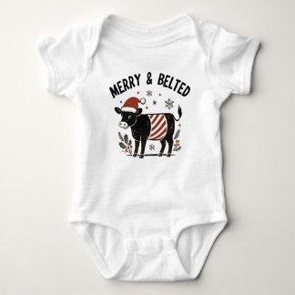 Body Para Bebê Christmas Baby Beltie Farmer Belted Galloway Cow