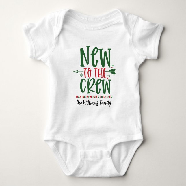 Body Para Bebê Christmas New To The Crew Custom First Christmas (Frente)