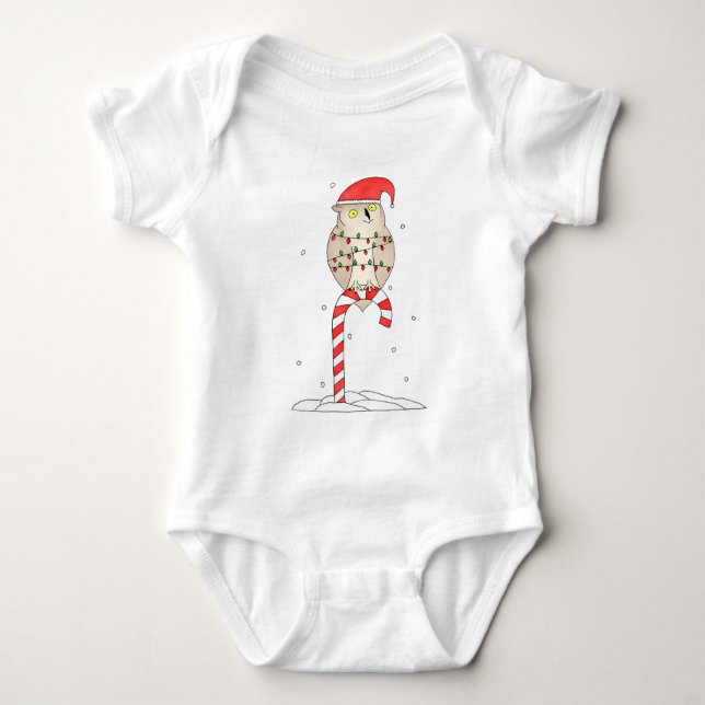Body Para Bebê Christmas Owl T-Shirt (Frente)