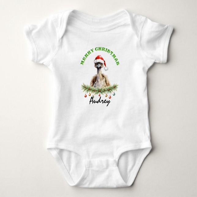 Body Para Bebê Christmas Oz Animals Emu Family Matching (Frente)