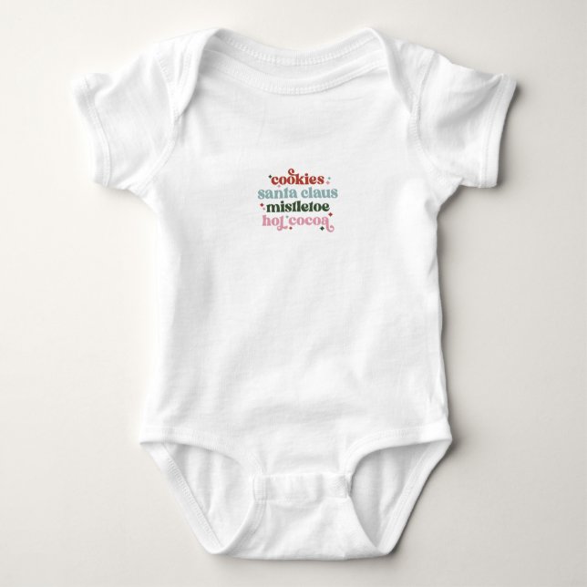 Body Para Bebê Christmas Santa Claus, Mistletoe, Hot Cocoa Romper (Frente)