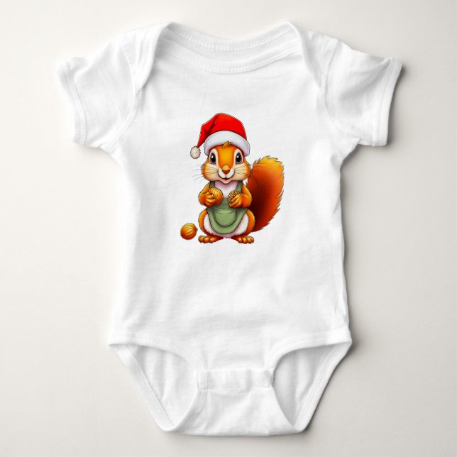 Body Para Bebê Christmas Squirrel – Holiday Design for Babies (Frente)