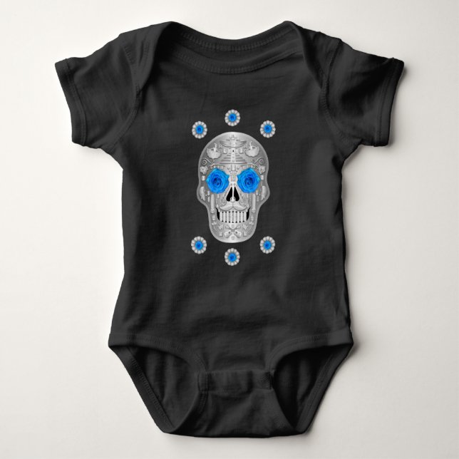 Body Para Bebê Chrome Calavera (Rosa Azul) Bebê (Frente)
