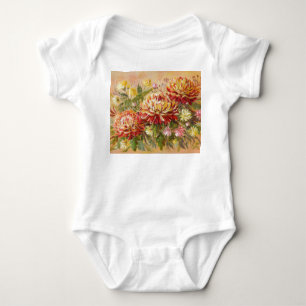 Body Para Bebê Chrysanthemum Meadow: Pintura À Mão Acrílica.