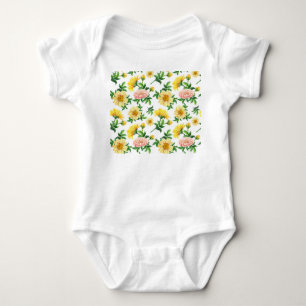 Body Para Bebê Chrysanthemum Watercolor: Design Floral sem costur