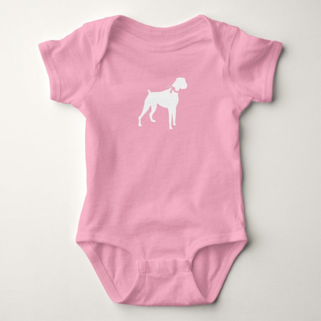Body Para Bebê Chuva de Bebê Cachorro Boxer Rosa Menina (Frente)