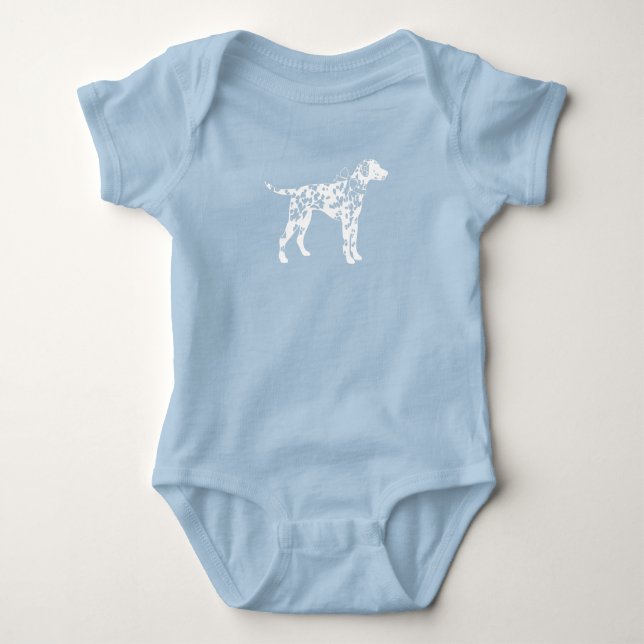 Body Para Bebê Chuva de Bebê Cachorro Dálmata Azul Menino (Frente)