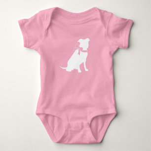 Body Para Bebê Chuva de Bebê Cachorro Pit Bull Rosa