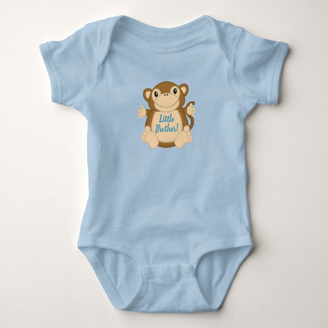 Body Para Bebê Chuva de Bebê Macaco Azul (Frente)