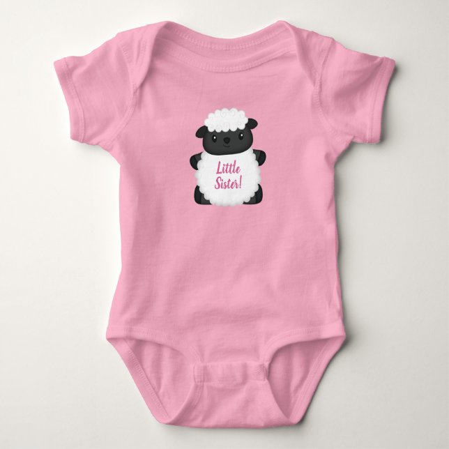 Body Para Bebê Chuva de Bebê Ovelha Rosa (Frente)