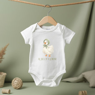 Body Para Bebê Chuva de Bebê Silly Goose Daisy Verde Sage Neutro
