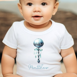 Body Para Bebê Chuveiro de Bebê Menino Elegante Azul Bebê Chocalh