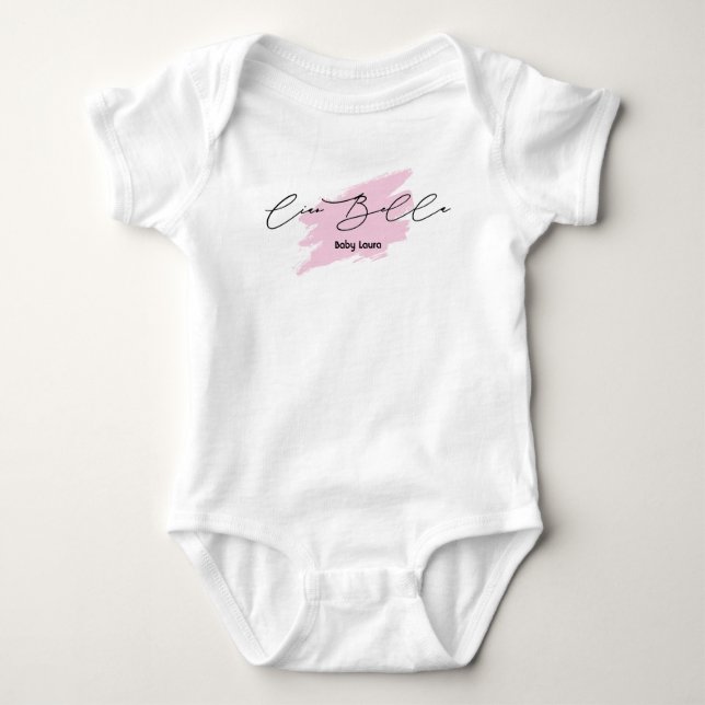 Body Para Bebê Ciao Bella Pincel Italiano Traço Bebê Nome T-Shirt (Frente)