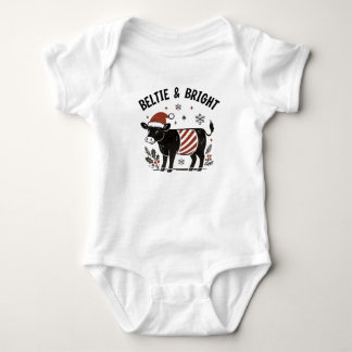 Body Para Bebê Cinto de Natal Vaca Belted Galloway Beltie Farmer