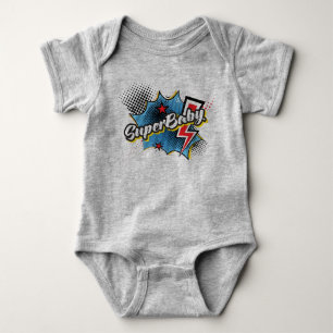 Body Para Bebê Cinza de presente de macacão super-herói SuperBABY