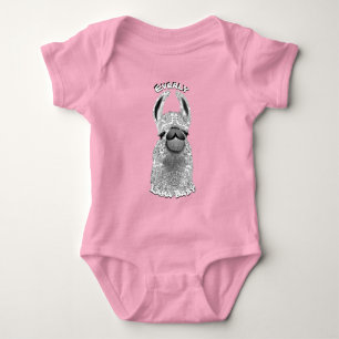 Body Para Bebê Cinza de tendências e padrão branco Llama Baby