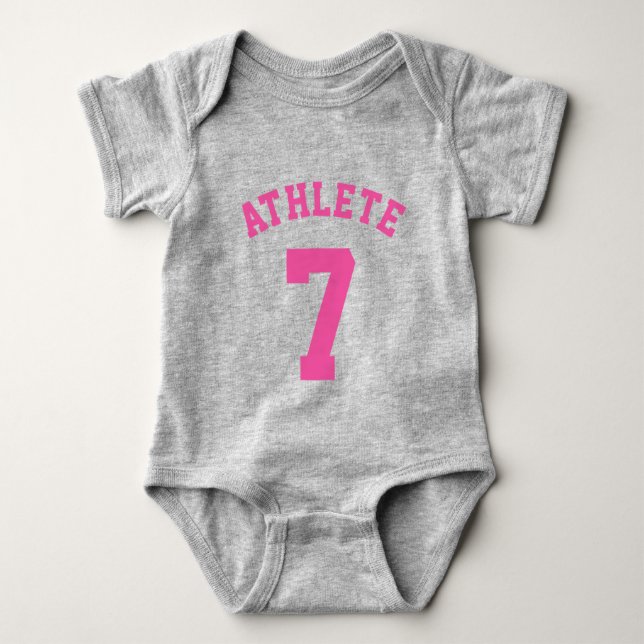 Body Para Bebê Cinza e Bebê Rosa | Design de Sports Jersey (Frente)