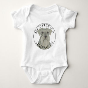 Body Para Bebê Cinza Silver Schnauzer Cão Grande Irmã