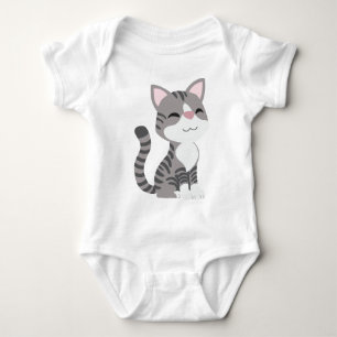 Body Para Bebê Cinza Sorridente Bonita por Gato