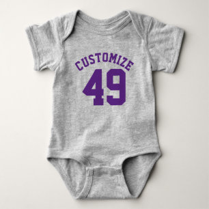 Body Para Bebê Cinzas e Roxo Escuro   Design de Sports Jersey