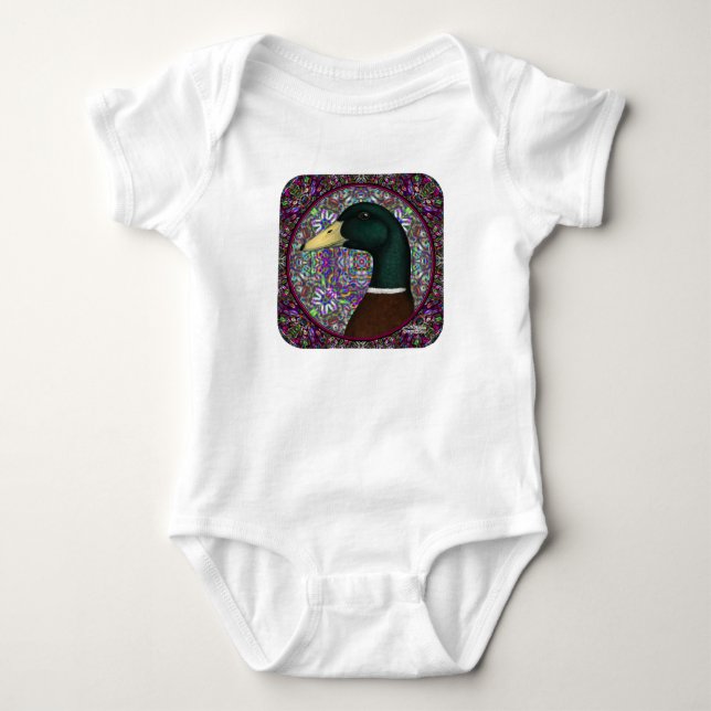 Body Para Bebê Círculo Mosaico de Mallard Drake (Frente)