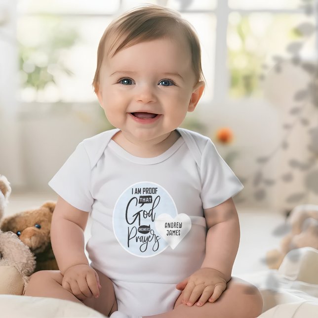 Body Para Bebê Citação Personalizada Deus Responde às Orações  (Personalized Quote God Answers Prayers Baby Bodysuit)