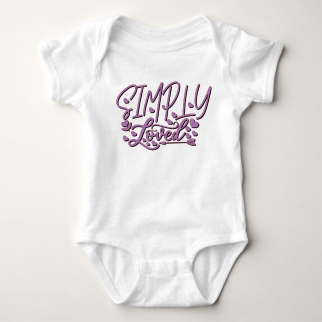 Body Para Bebê Citação Simplesmente Amado Corações Roxos Seta (Frente)