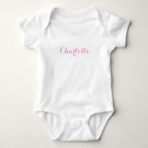 Body Para Bebê Citar texto do nome personalizado rosa e branco