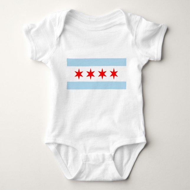 Body Para Bebê City Flag de Chicago (Illinois) (Frente)
