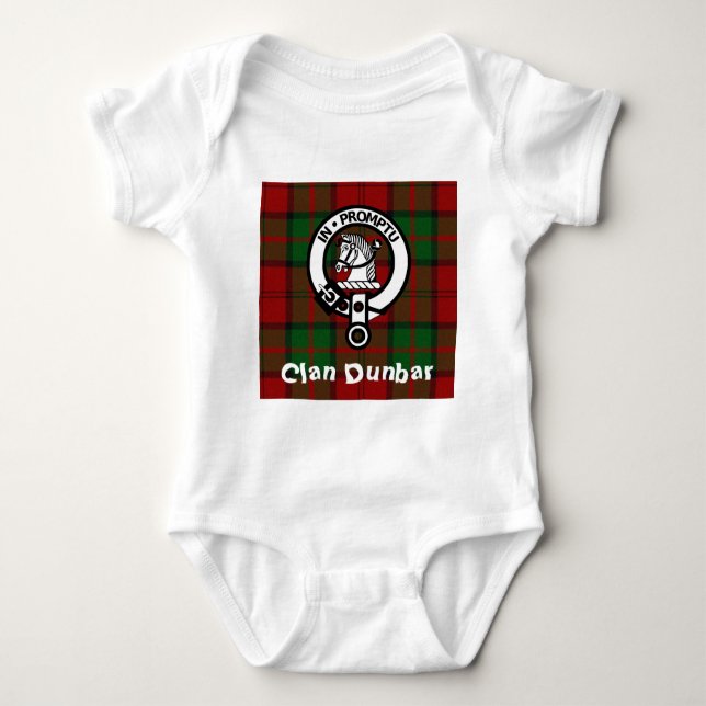 Body Para Bebê Clan Dunbar Tartan & Crest Crachá (Frente)