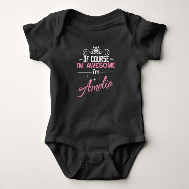 Body Para Bebê Claro que sou incrível, sou Amelia (Frente)