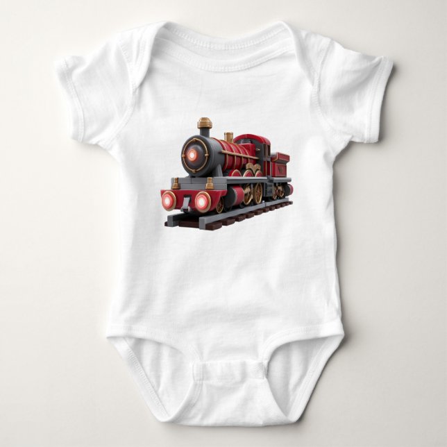 Body Para Bebê Classic Red Steam Train – Adventure Kids T-Shirt  (Frente)