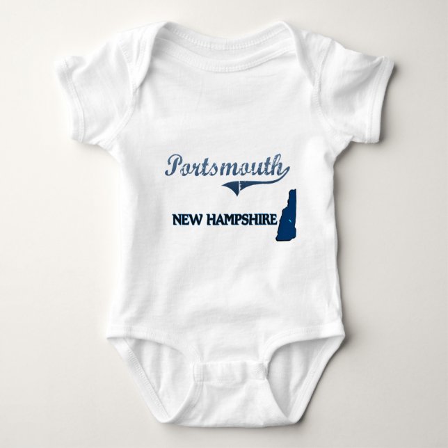 Body Para Bebê Clássico da cidade de Portsmouth New Hampshire (Frente)