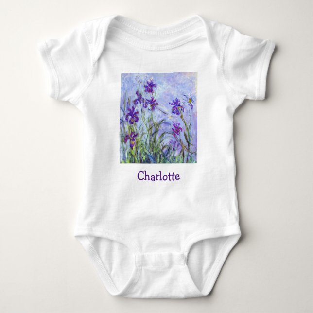 Body Para Bebê Claude Monet - Lilac Irises / Iris Mauves (Frente)