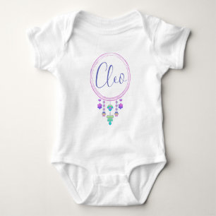 Body Para Bebê Cleo Name Reveal Girl Whimsical Cute Hippy Boho