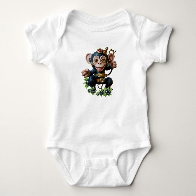 Body Para Bebê Clockwork Cavekeeper – O Macaco Sussurrante (Frente)