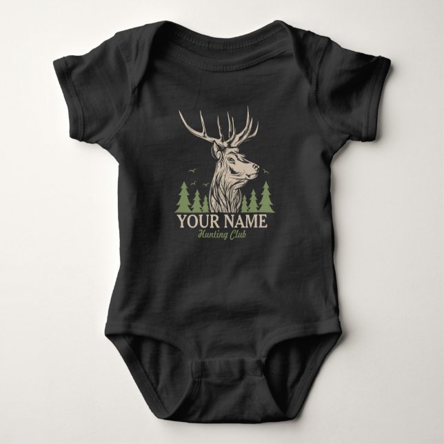 Body Para Bebê Clube Personalizado de Caça a Deer Elk Antler (Frente)