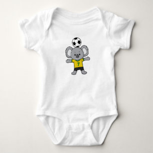Body Para Bebê Coala como jogador de futebol com bola de futebol